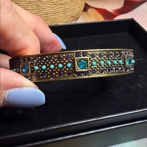Heidi Daus Turquoise & Purple Crystal Hinged Bracelet